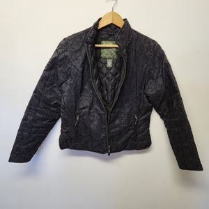 Eddie Bauer Premium Goose Down Embroidered Black Jacket Women's Size Large